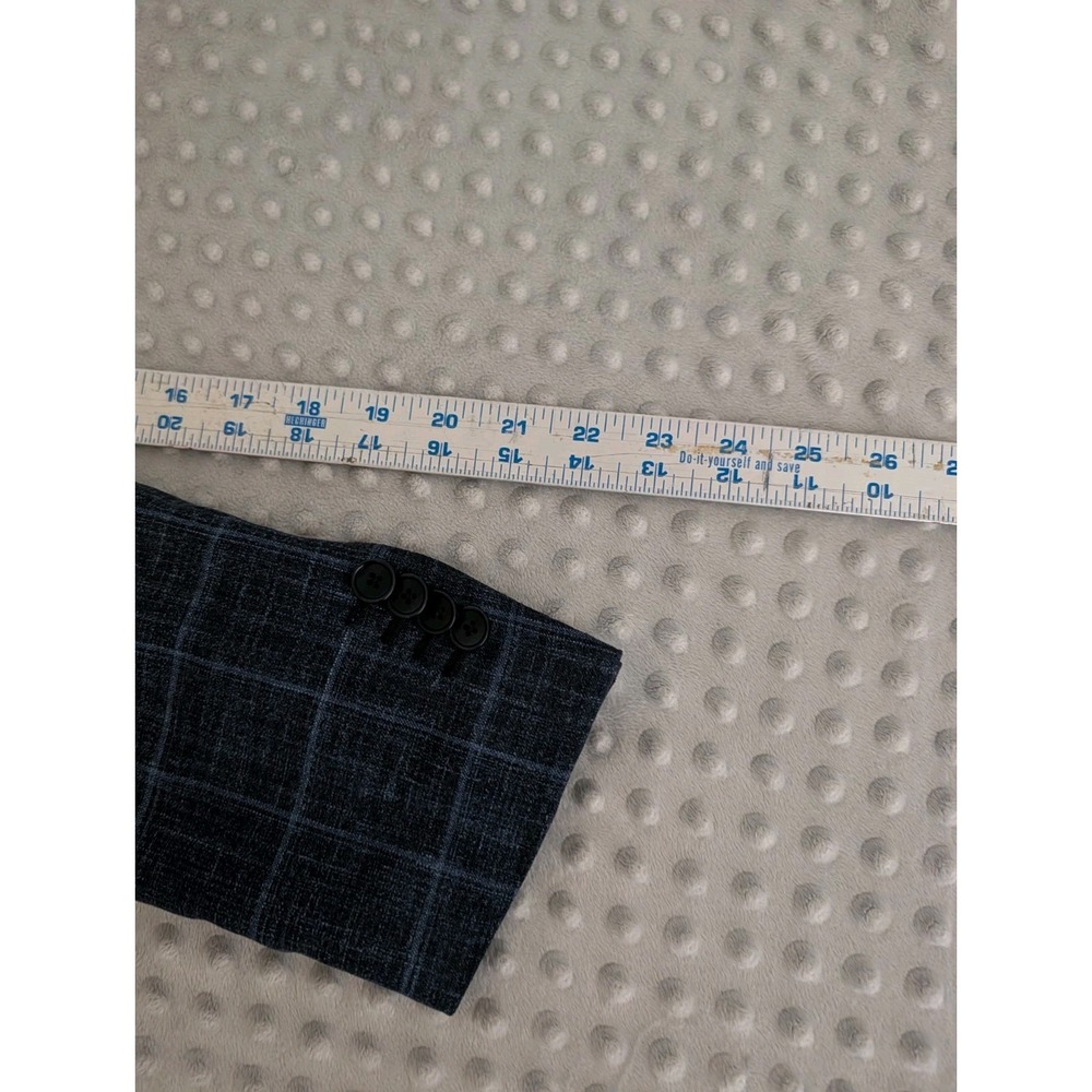 Sid Mashburn Blazer Men's 36S Navy Check Wool Silk Linen Suit Jacket Half Lined - Picture 12 of 16